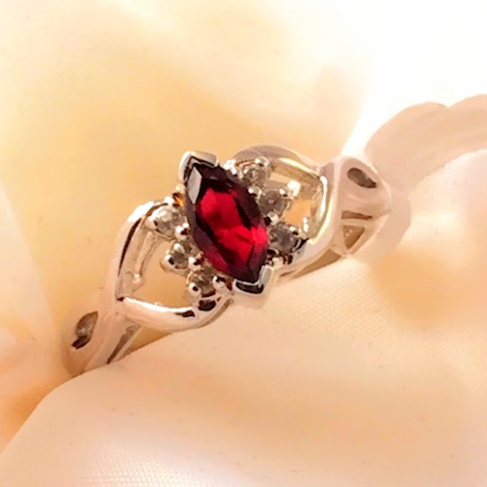 Marquise Cut Garnet & Topaz Ring